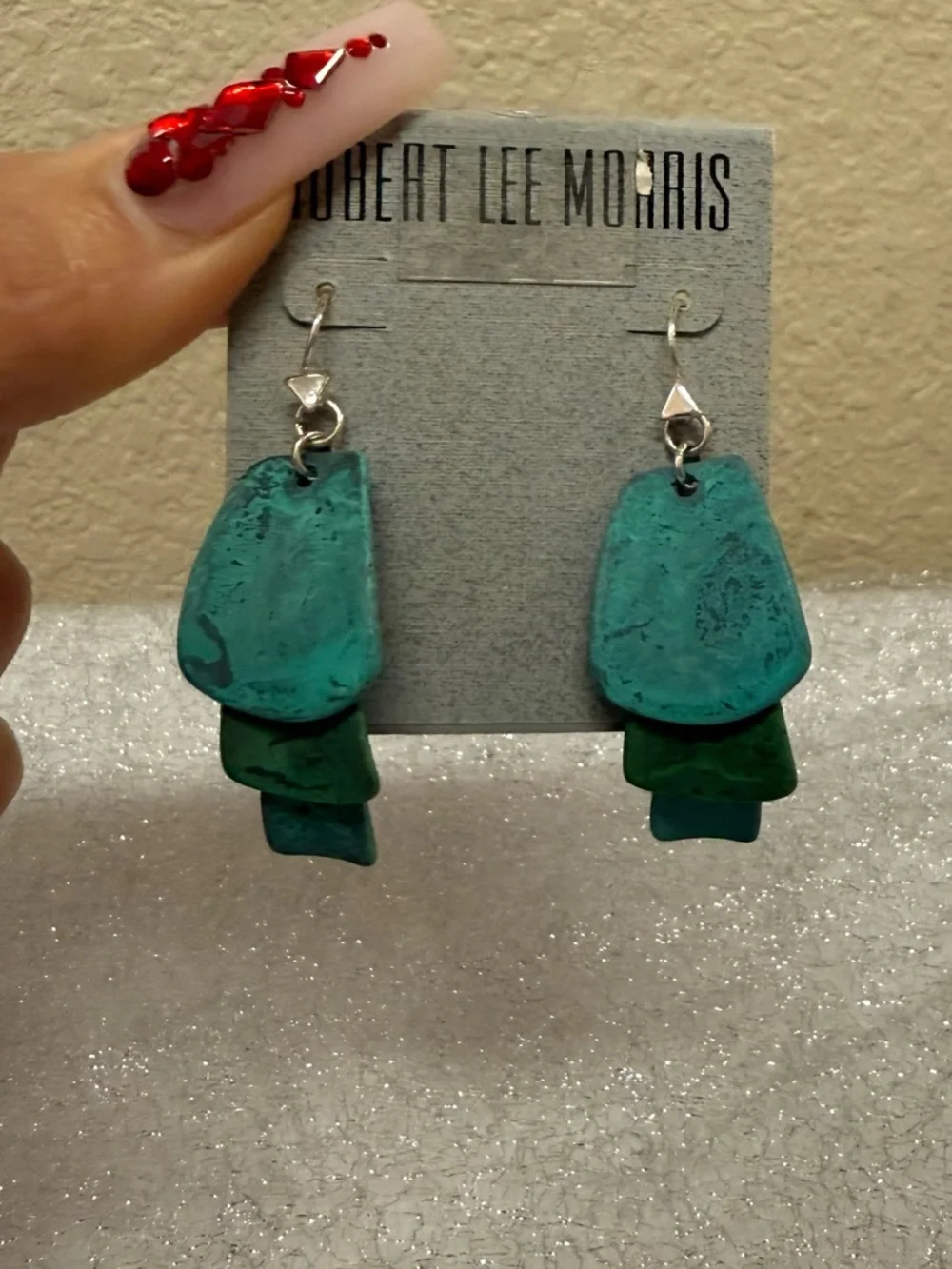 Robert Lee Morris Green Turquoise Drop Earrings - Picture 1 of 2